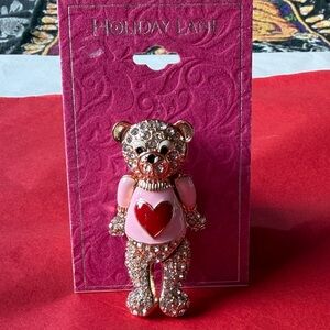 🧸❤️🧸HOLIDAY LANE SPARKLING TEDDY BEAR BROOCH 🧸 NWT 🧸❤️🧸